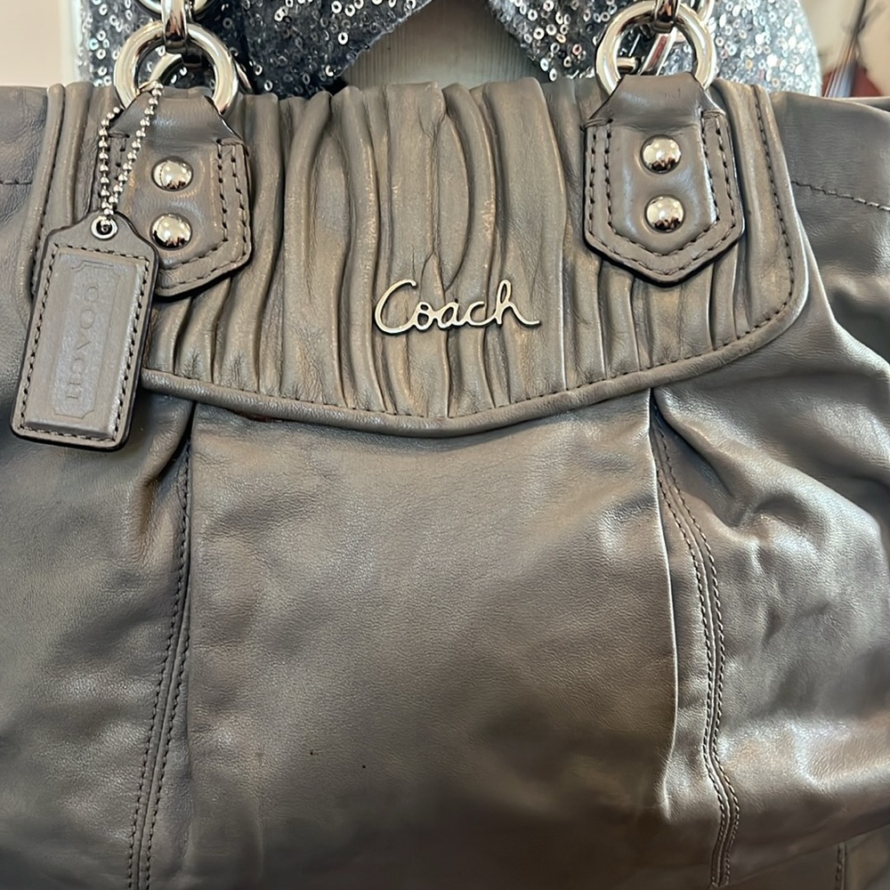 Coach Gray Leather Shoulder Bag COACH ON A BUDGET DUE TO FLAWS